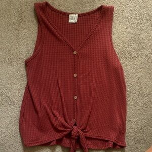 Paper Crane Sleeveless Knit Tank Top - Deep Red